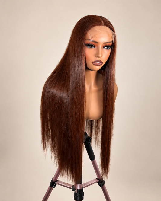 24” Bone Straight Burnt Orange Wig